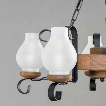 Brilagi - Lampadario a sospensione con catena ROATA 5xE14/40W/230V Ø 50 cm in faggio