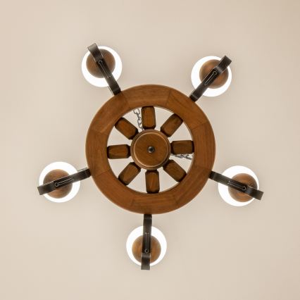 Brilagi - Lampadario a sospensione con catena ROATA 5xE14/40W/230V Ø 50 cm in faggio
