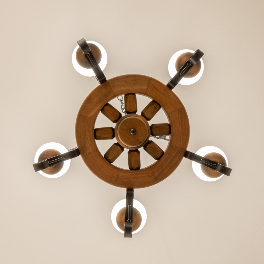 Brilagi - Lampadario a sospensione con catena ROATA 5xE14/40W/230V Ø 50 cm in faggio