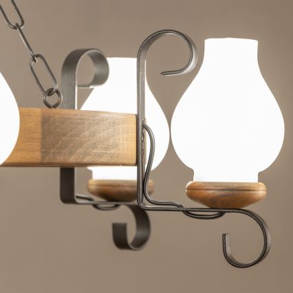 Brilagi - Lampadario a sospensione con catena ROATA 6xE14/40W/230V diam. 70 cm faggio