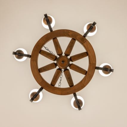 Brilagi - Lampadario a sospensione con catena ROATA 6xE14/40W/230V diam. 70 cm faggio