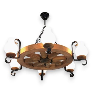 Brilagi - Lampadario a sospensione con catena ROATA 6xE14/40W/230V faggio