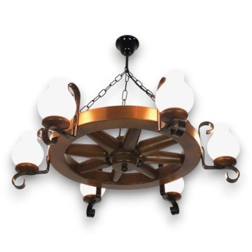 Brilagi - Lampadario a sospensione con catena ROATA 6xE14/40W/230V faggio/noce
