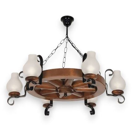 Brilagi - Lampadario a sospensione con catena ROATA 6xE14/40W/230V faggio/noce