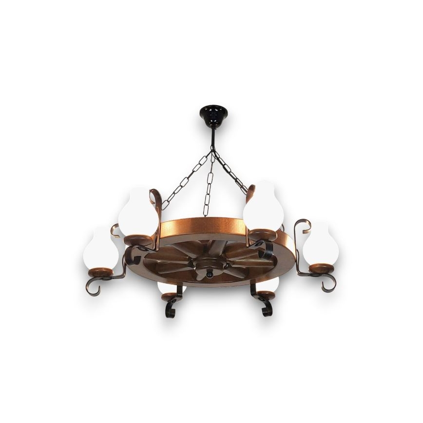 Brilagi - Lampadario a sospensione con catena ROATA 6xE14/40W/230V faggio/noce