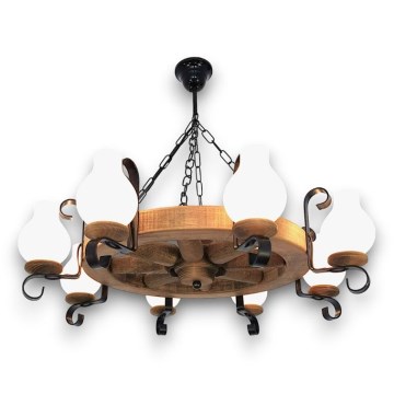 Brilagi - Lampadario a sospensione con catena ROATA 8xE14/40W/230V faggio