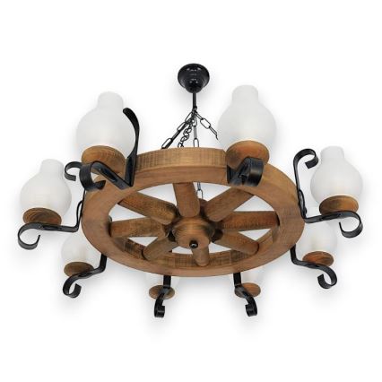 Brilagi - Lampadario a sospensione con catena ROATA 8xE14/40W/230V faggio