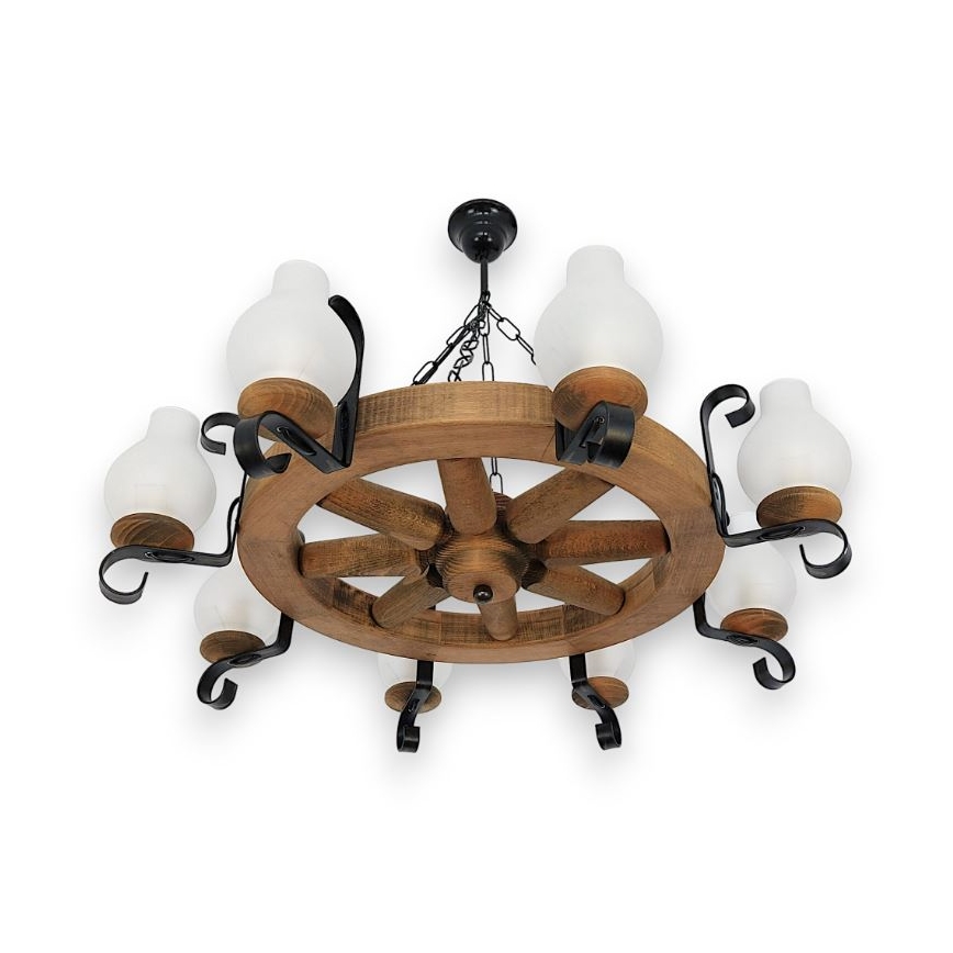 Brilagi - Lampadario a sospensione con catena ROATA 8xE14/40W/230V faggio