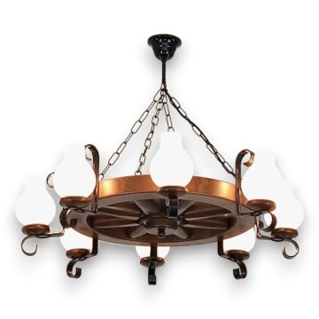 Brilagi - Lampadario a sospensione con catena ROATA 8xE14/40W/230V faggio/noce