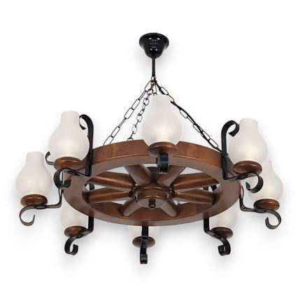 Brilagi - Lampadario a sospensione con catena ROATA 8xE14/40W/230V faggio/noce