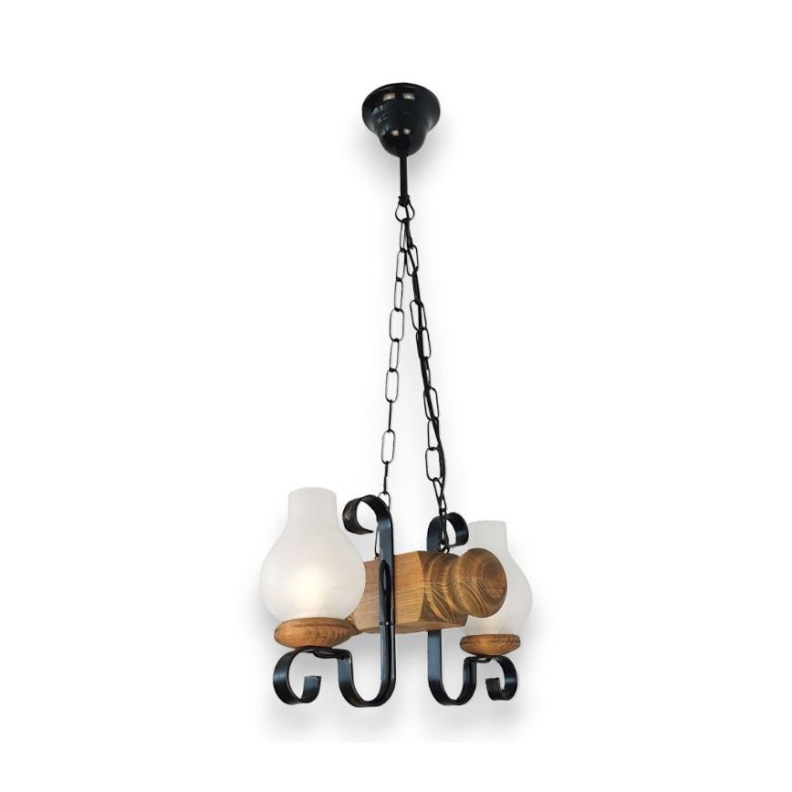 Brilagi - Lampadario a sospensione con catena RUSTIC 2xE14/40W/230V faggio