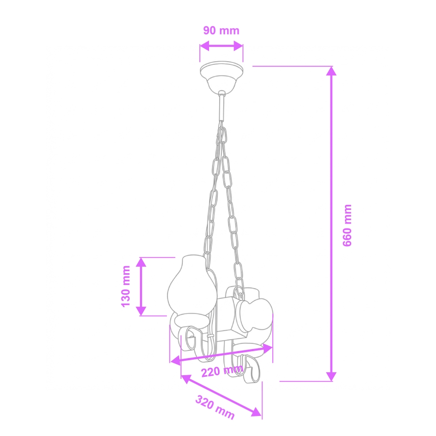 Brilagi - Lampadario a sospensione con catena RUSTIC 2xE14/40W/230V faggio