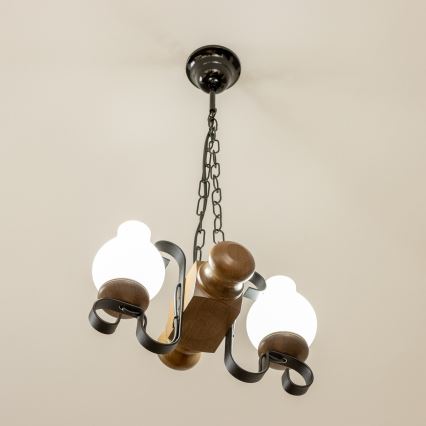 Brilagi - Lampadario a sospensione con catena RUSTIC 2xE14/40W/230V faggio/noce