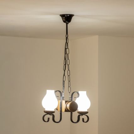 Brilagi - Lampadario a sospensione con catena RUSTIC 2xE14/40W/230V faggio/noce