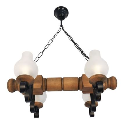 Brilagi - Lampadario a sospensione con catena RUSTIC 4xE14/40W/230V faggio
