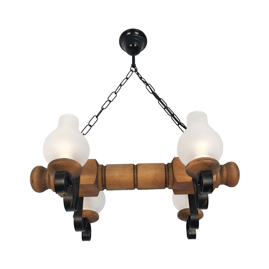 Brilagi - Lampadario a sospensione con catena RUSTIC 4xE14/40W/230V faggio