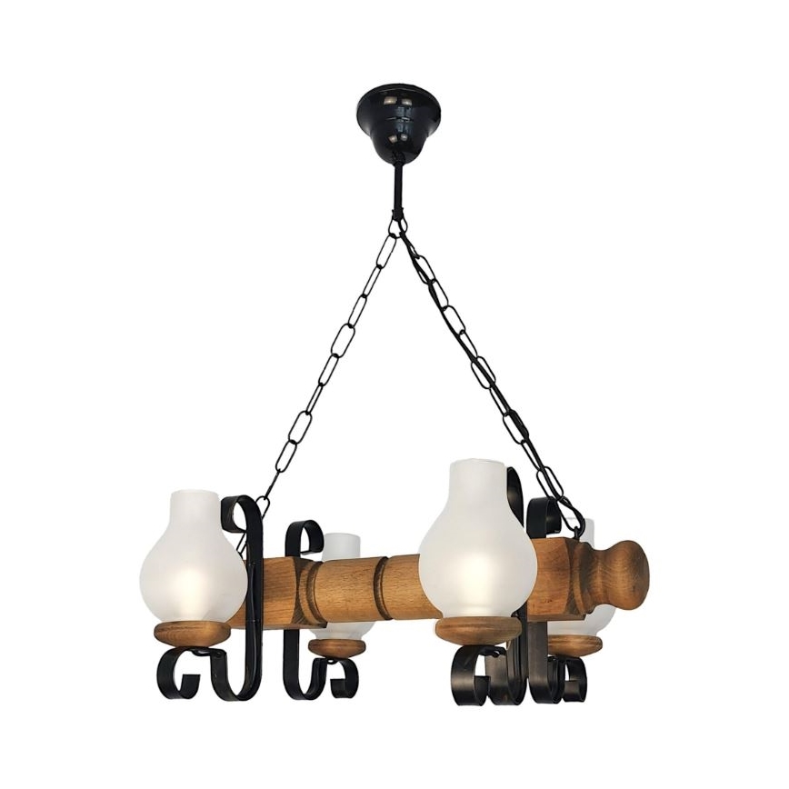 Brilagi - Lampadario a sospensione con catena RUSTIC 4xE14/40W/230V faggio
