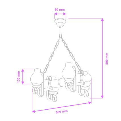 Brilagi - Lampadario a sospensione con catena RUSTIC 4xE14/40W/230V faggio