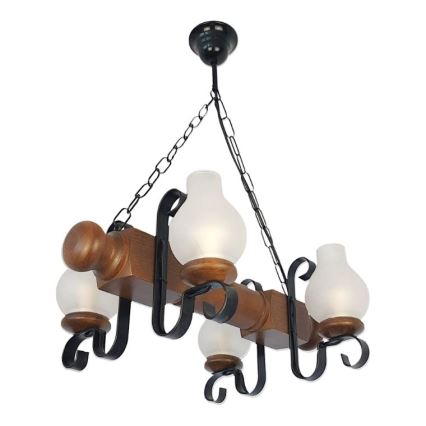Brilagi - Lampadario a sospensione con catena RUSTIC 4xE14/40W/230V faggio/noce
