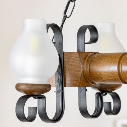 Brilagi - Lampadario a sospensione con catena RUSTIC 4xE14/40W/230V faggio/noce