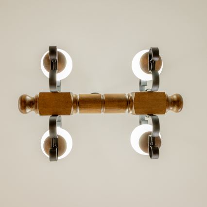 Brilagi - Lampadario a sospensione con catena RUSTIC 4xE14/40W/230V faggio/noce