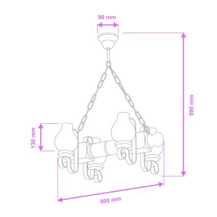 Brilagi - Lampadario a sospensione con catena RUSTIC 4xE14/40W/230V faggio/noce