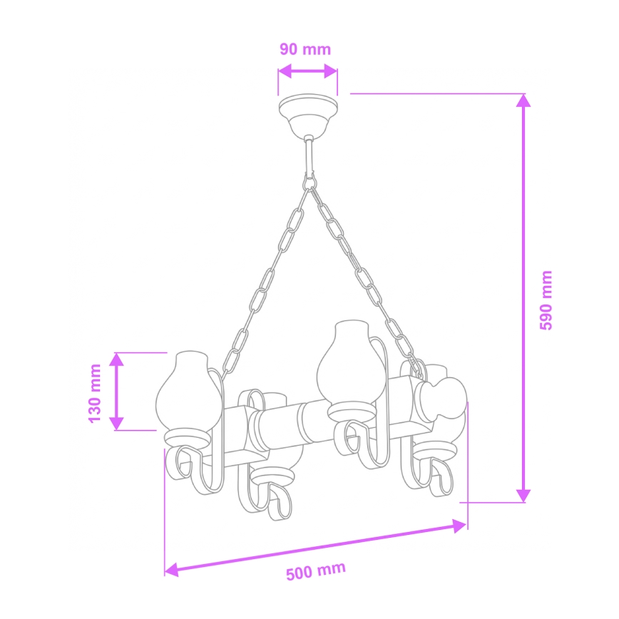 Brilagi - Lampadario a sospensione con catena RUSTIC 4xE14/40W/230V faggio/noce