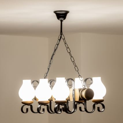 Brilagi - Lampadario a sospensione con catena RUSTIC 6xE14/40W/230V faggio