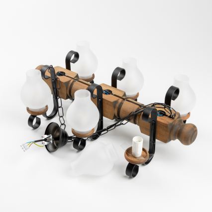 Brilagi - Lampadario a sospensione con catena RUSTIC 6xE14/40W/230V faggio