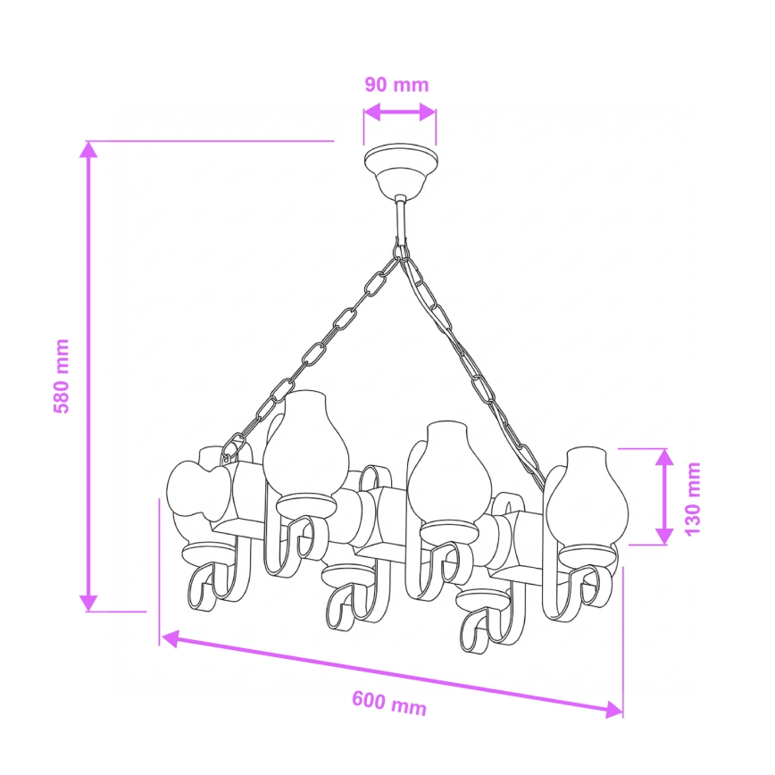 Brilagi - Lampadario a sospensione con catena RUSTIC 6xE14/40W/230V faggio