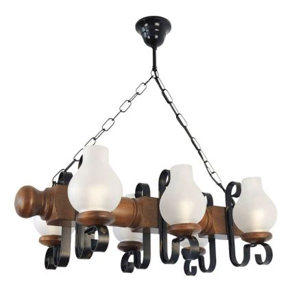 Brilagi - Lampadario a sospensione con catena RUSTIC 6xE14/40W/230V faggio/noce