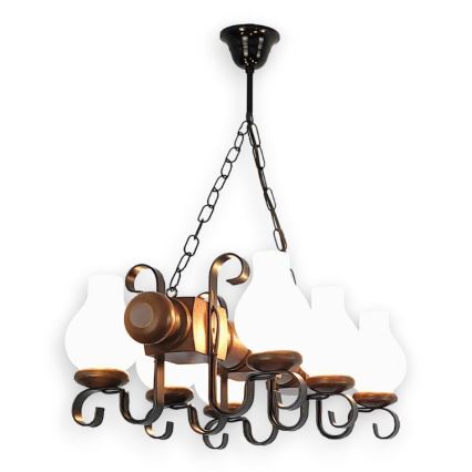 Brilagi - Lampadario a sospensione con catena RUSTIC 6xE14/40W/230V faggio/noce