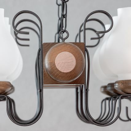 Brilagi - Lampadario a sospensione con catena RUSTIC 6xE14/40W/230V faggio/noce