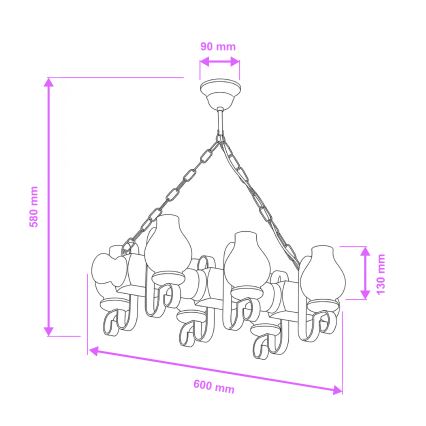 Brilagi - Lampadario a sospensione con catena RUSTIC 6xE14/40W/230V faggio/noce