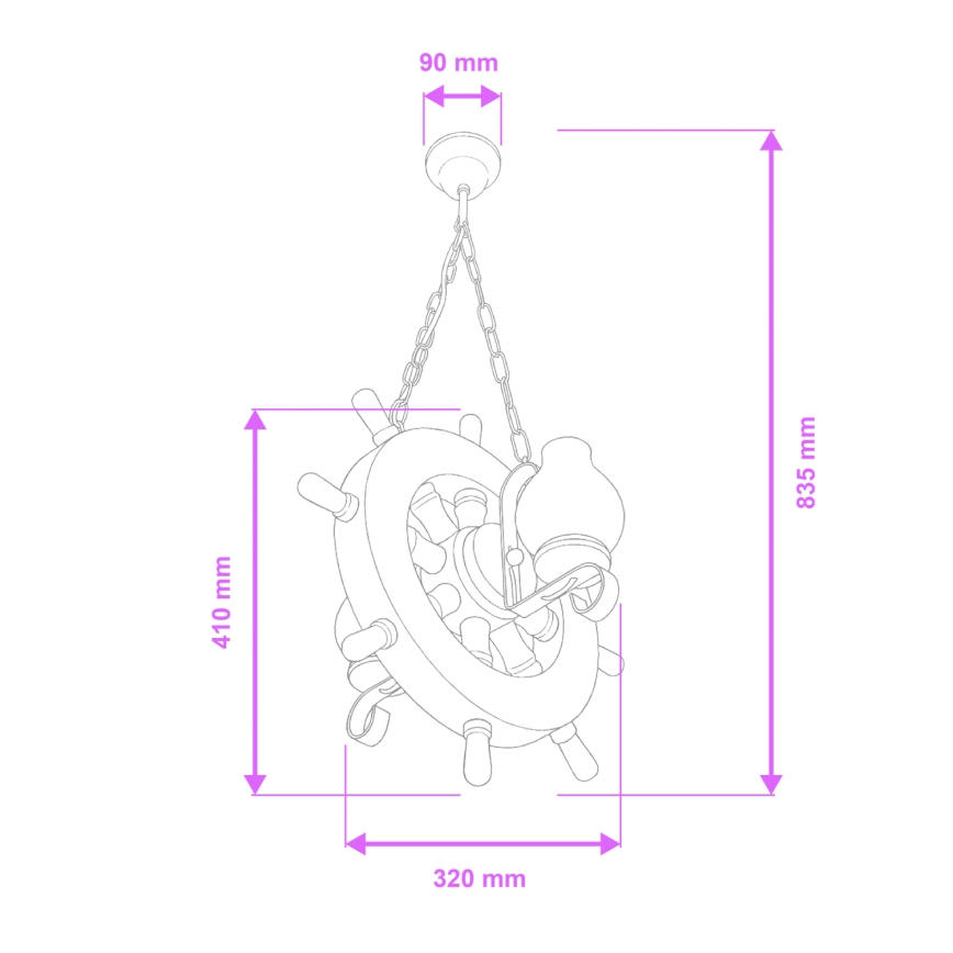 Brilagi - Lampadario a sospensione con catena TIMONA 2xE14/40W/230V faggio
