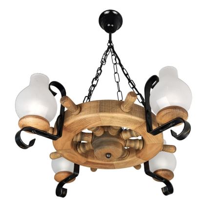 Brilagi - Lampadario a sospensione con catena TIMONA 4xE14/40W/230V faggio