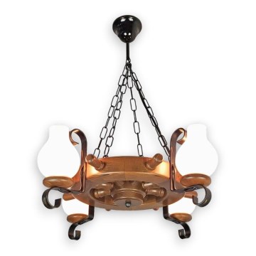 Brilagi - Lampadario a sospensione con catena TIMONA 4xE14/40W/230V faggio/noce