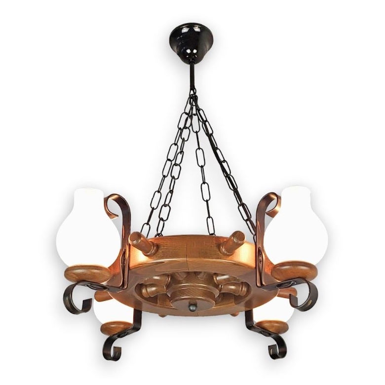 Brilagi - Lampadario a sospensione con catena TIMONA 4xE14/40W/230V faggio/noce