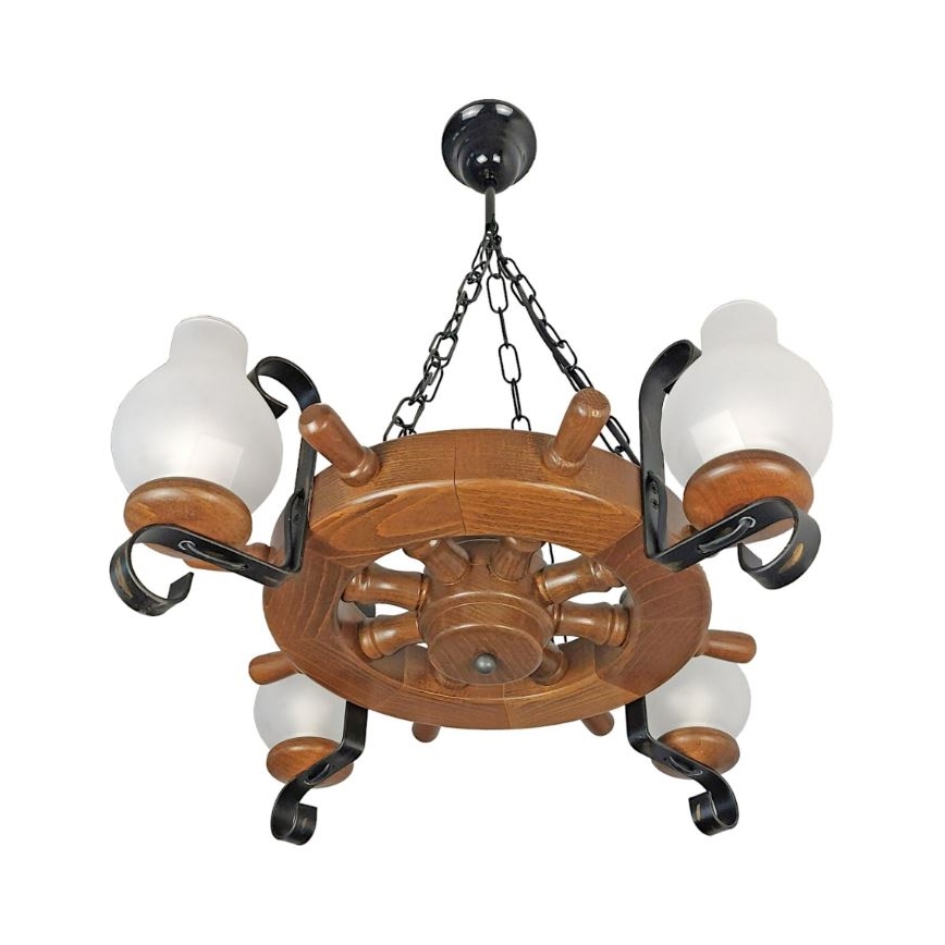 Brilagi - Lampadario a sospensione con catena TIMONA 4xE14/40W/230V faggio/noce