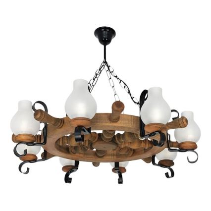 Brilagi - Lampadario a sospensione con catena TIMONA 8xE14/40W/230V faggio