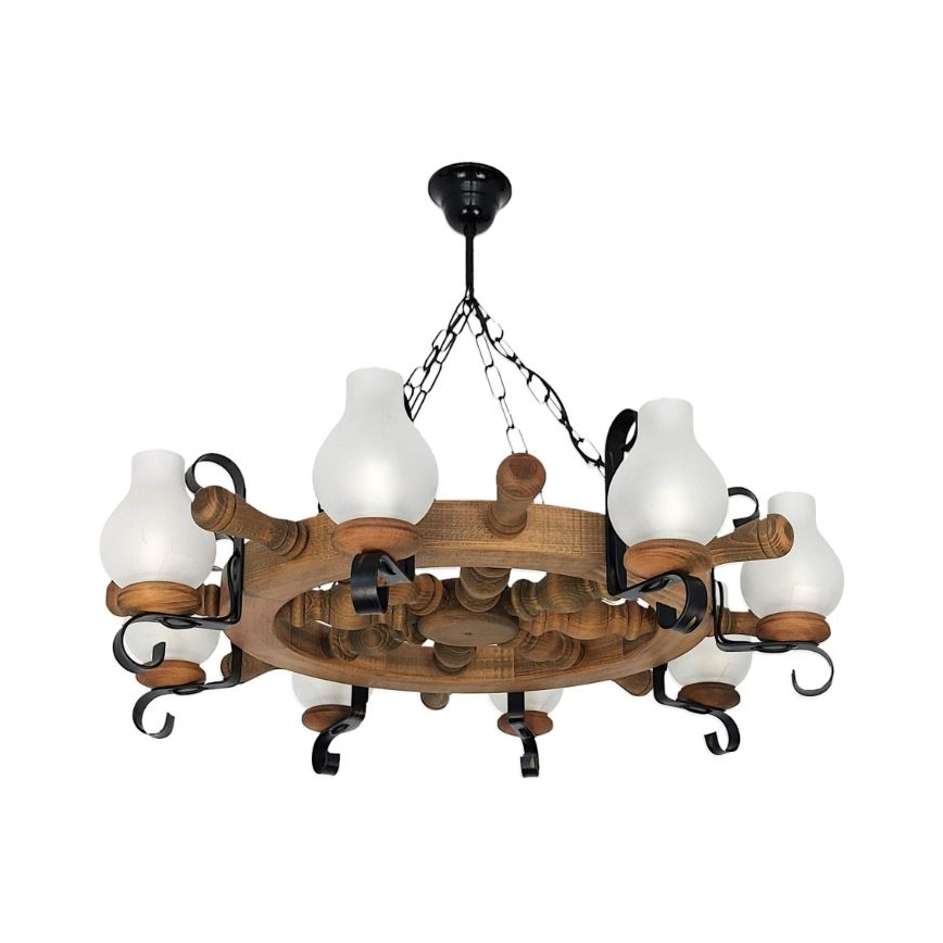 Brilagi - Lampadario a sospensione con catena TIMONA 8xE14/40W/230V faggio