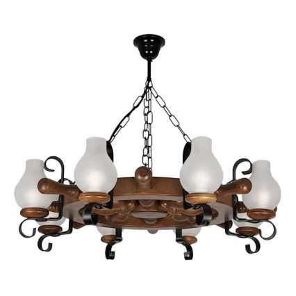 Brilagi - Lampadario a sospensione con catena TIMONA 8xE14/40W/230V faggio/noce