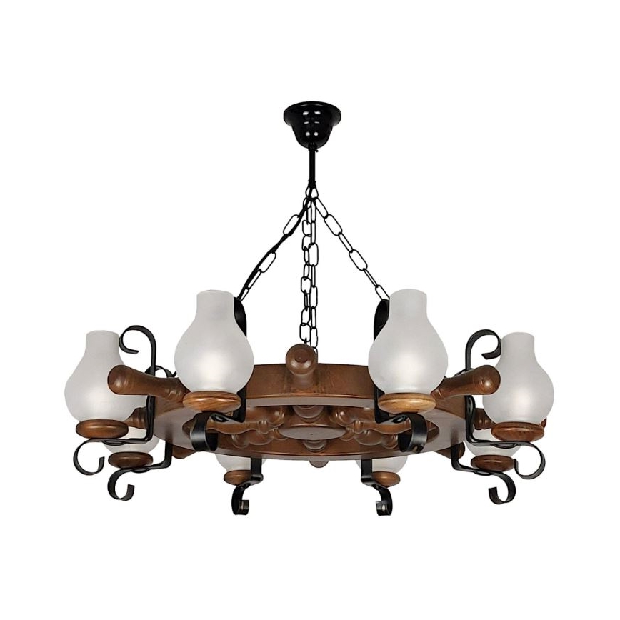 Brilagi - Lampadario a sospensione con catena TIMONA 8xE14/40W/230V faggio/noce