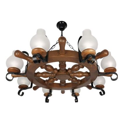 Brilagi - Lampadario a sospensione con catena TIMONA 8xE14/40W/230V faggio/noce