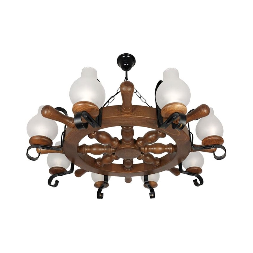 Brilagi - Lampadario a sospensione con catena TIMONA 8xE14/40W/230V faggio/noce