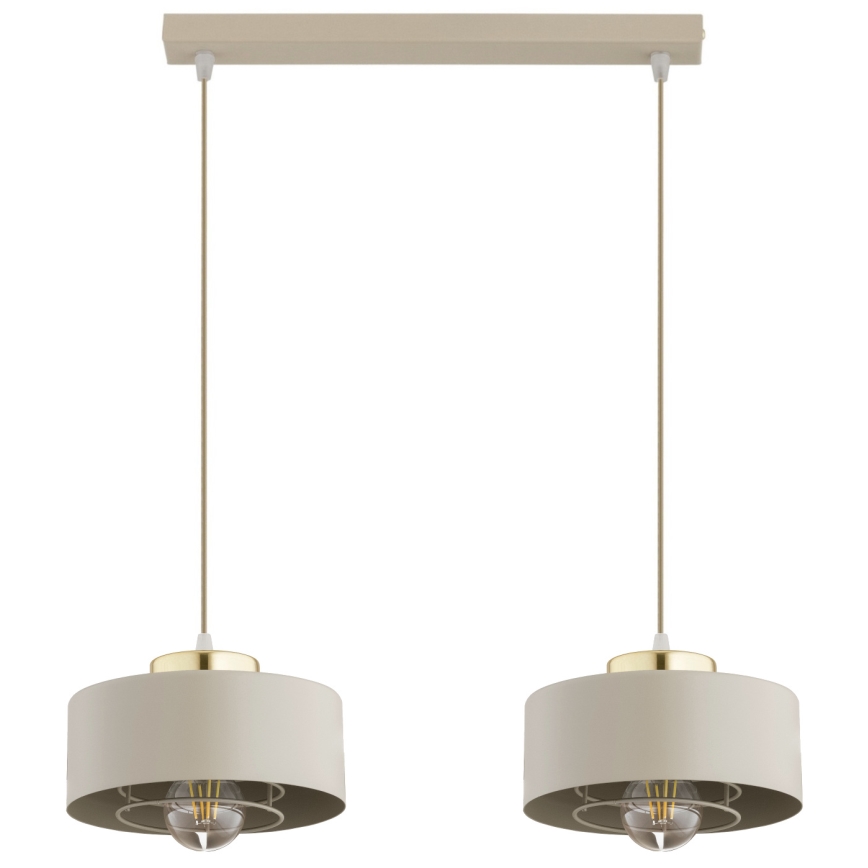 Brilagi - Lampadario a sospensione con cavo 2xE27/60W/230V beige/oro