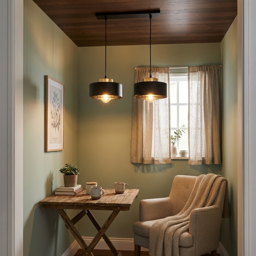 Brilagi - Lampadario a sospensione con cavo 2xE27/60W/230V nero/oro