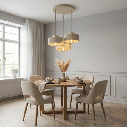 Brilagi - Lampadario a sospensione con cavo 3xE27/60W/230V beige/oro