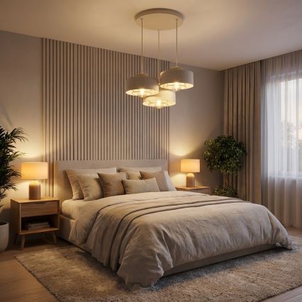 Brilagi - Lampadario a sospensione con cavo 3xE27/60W/230V beige/oro