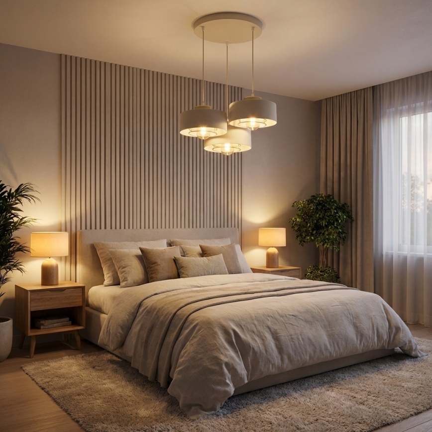 Brilagi - Lampadario a sospensione con cavo 3xE27/60W/230V beige/oro